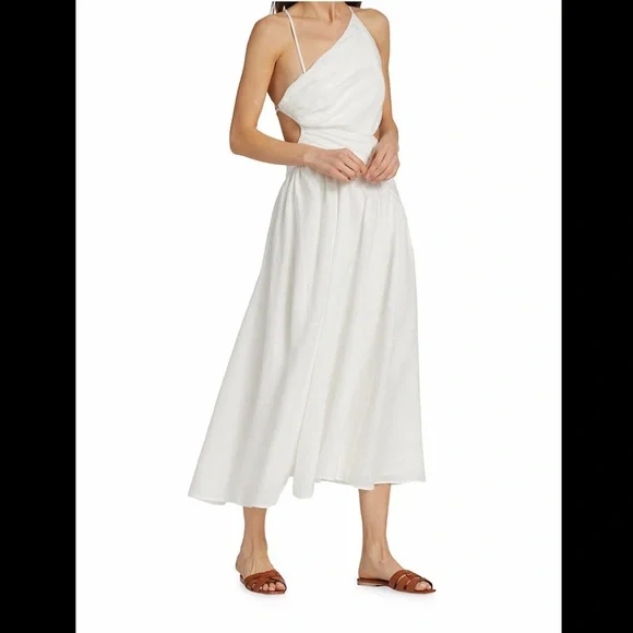 NWT Zimmermann Ivory Tropicana Asymmetric Open Back Dress $675 - Picture 3 of 6
